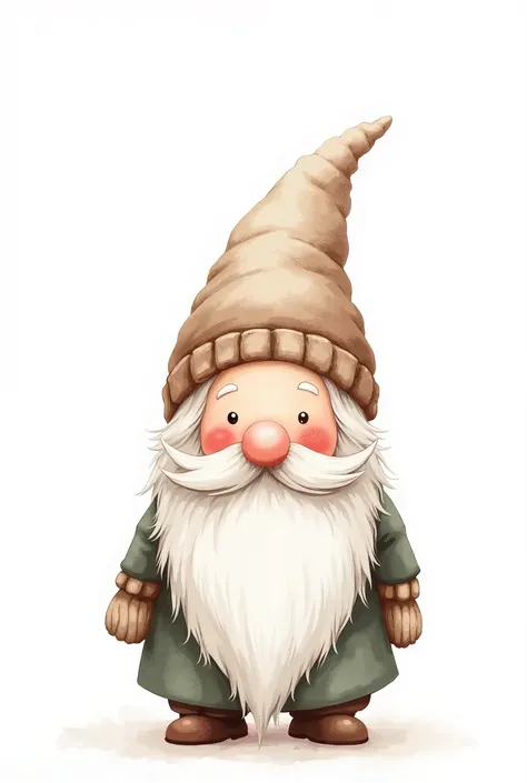 Watercolor winter gnome, white background, clip art, no splash no shadows