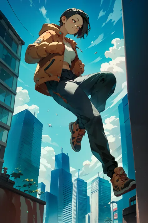 I'm trampling on a skyscraper with my foot