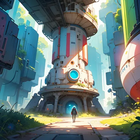  Create a background image of a futuristic environment. There must be a spacecar in the image. background only. The style of the image is drawing, stunning digital illustration, Highly detailed 4k digital art, Beautiful digital artwork, vibrant cartoon, ep...