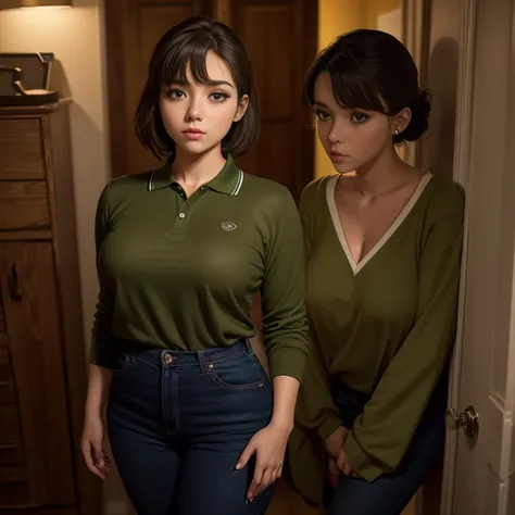 90s vintage film style, A timid short petite cute slightly chubby Mexican nerdy emo, short straight thick brown hair, beautiful detailed brown eyes, cutely detailed lips, cute highly detailed eyes and face, round shape face, voluptuous breasts, thin thighs...