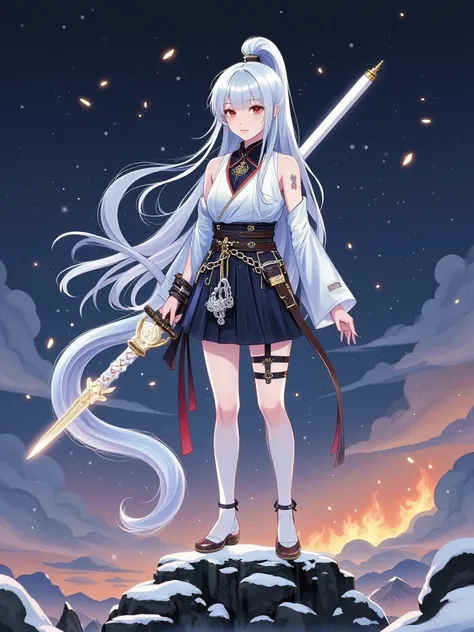 A Loli smith turns into a warrior, Her frost-soaked face was filled with traces of time and battle. Her habit is torn, and re-stitched with mismatched leather and chain-link patches, revealed a slight scar on her clavicle and a vivid tattoo. Her shoulder w...