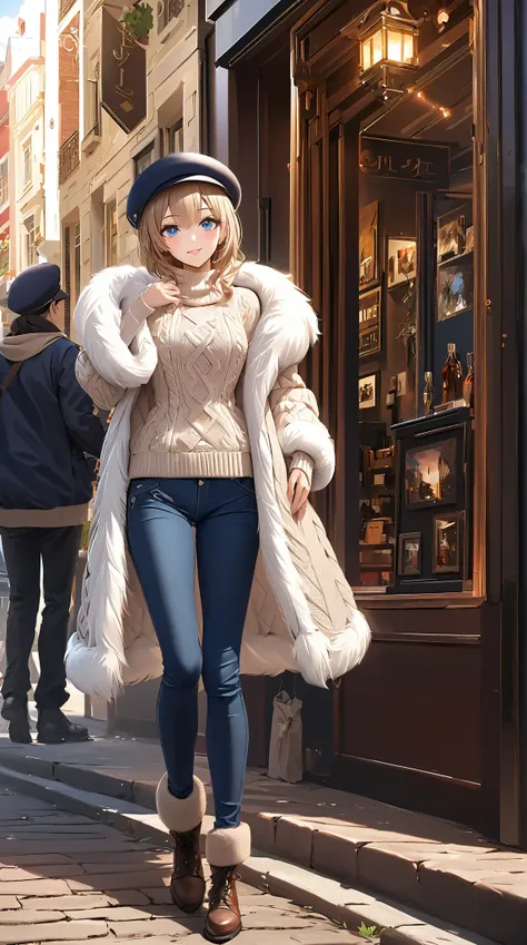 (( top quality)),( Ultra High Resolution),( very detailed),( detailed explanation ),(( best CG )),( Best Artwork ), Ultra-precise art, Amazing Art of Painting,(Exquisite art:1.5), woman, a beautiful and well-groomed face , smile, fur coat, ligh...