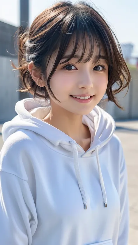  Japanese girl facing the front, super image quality, cute, pretty, sexy, and cute, actress, Japanese pretty girl, Lori, loose, short, curly hair, excellent style, excellent skeleton, clean, fluttering hair, small face, delicate girl, realistic girl, girl ...