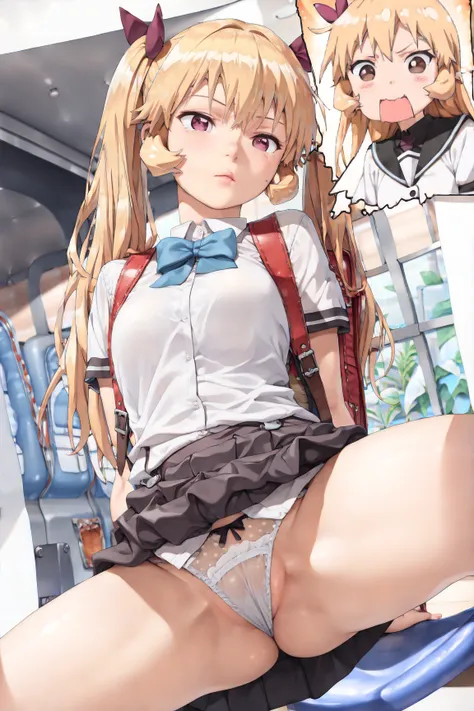 (((realistic))) (((  masterpiece,  best quality  ))), (((  high resolution ))) ( masterpiece), ((( Best quality ))) Un  masterpiece di due bellissime ragazze anime in piedi insieme,  one with a backpack and a bow tie , in an anime moe .  The scene should b...