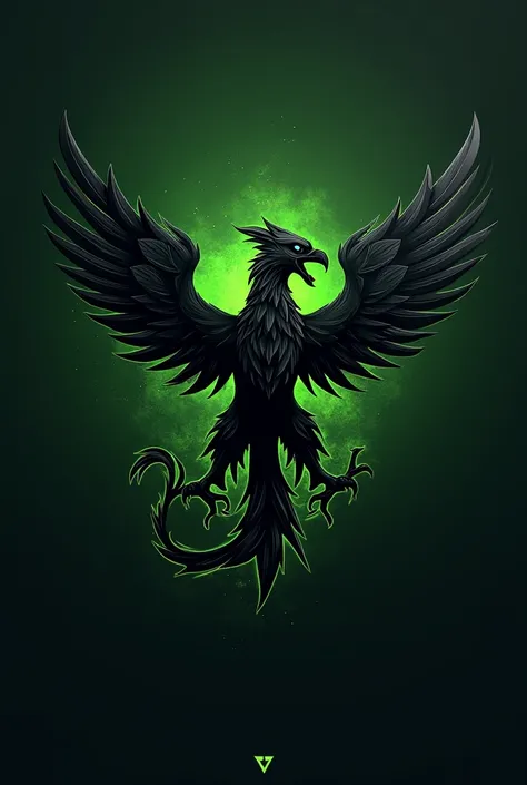 create a logo for motovlog channel that will be used in insta fb and youtube with mythical creature gryfon color combination with black and green that name is VenZ