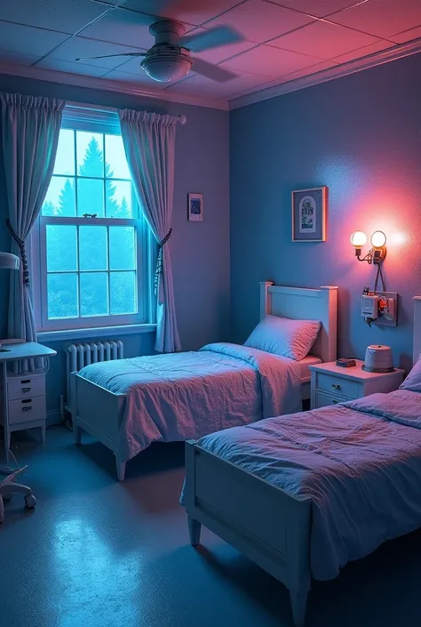 can you make the OB ward for High Risk room where it looks like a 3D print appearance of a coraline scene, make the actual beds look like their from the delivery room but make it stick to the theme of coraline.  