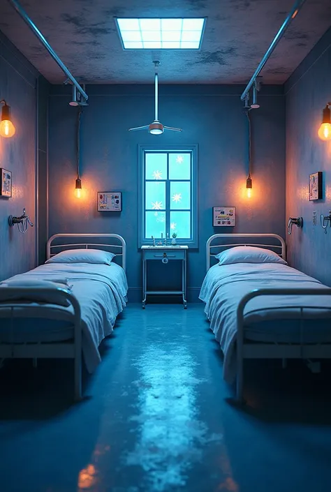 can you make the OB ward for High Risk room where it looks like a 3D print appearance of a coraline scene, make the actual beds look like their from the delivery room but make it stick to the theme of coraline.  