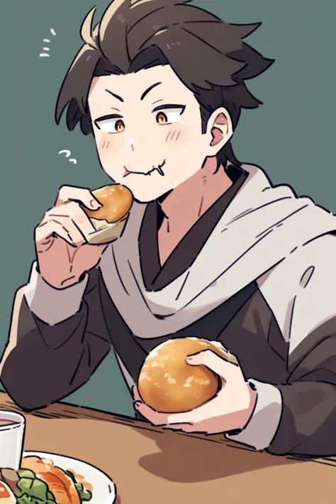 Use that same character. He is eating samgyupsal