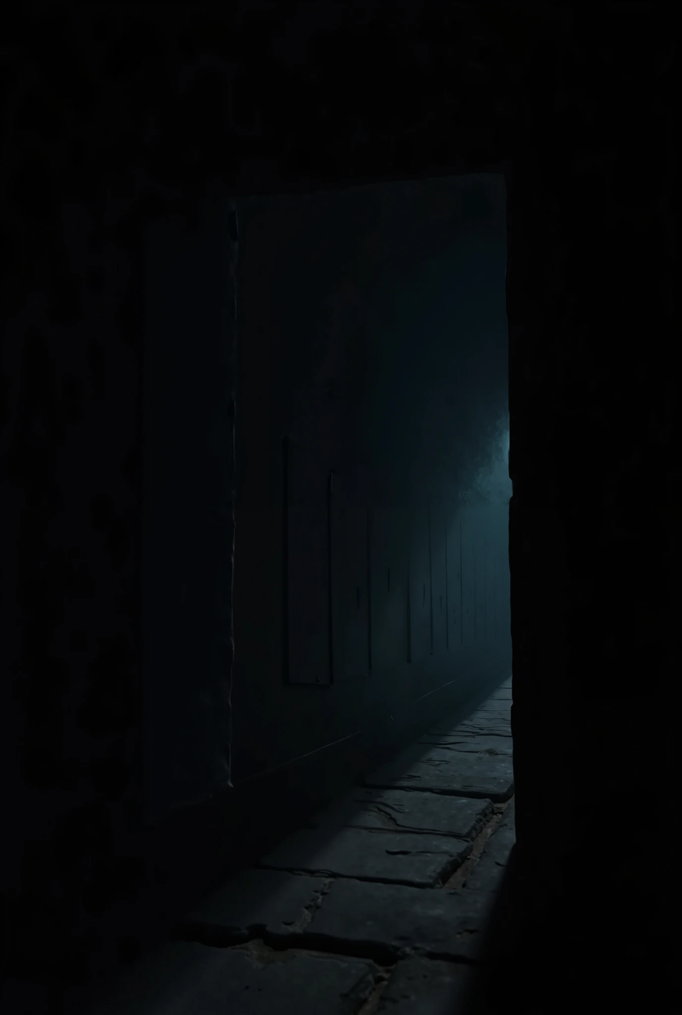 one side of a dark hallway only