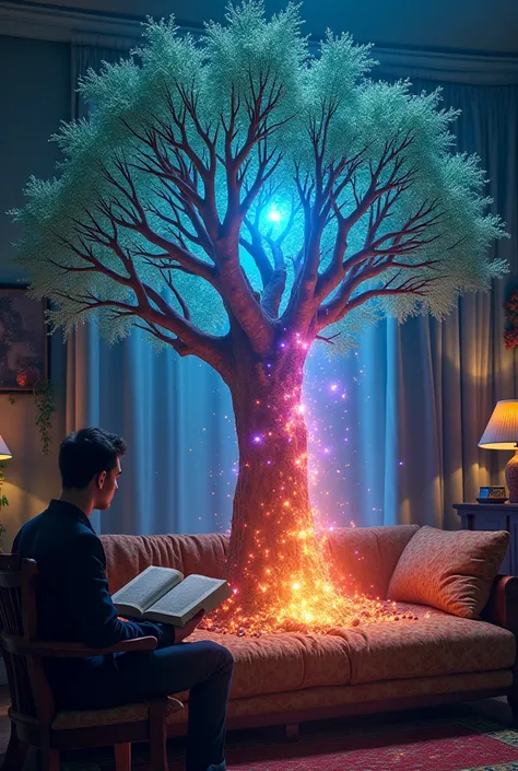 Magic Tree Shaking - When the ren read the book, the tree starts shaking at home and the colorful glow rises.
