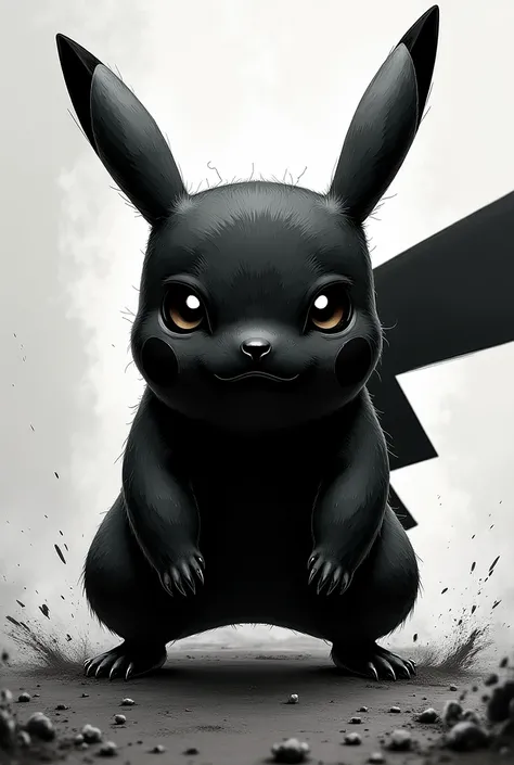 Anime pikachu. edgy. Black and white. 