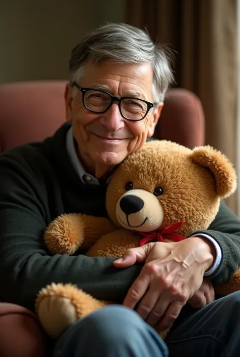 Bill Gates hug teddy bear 