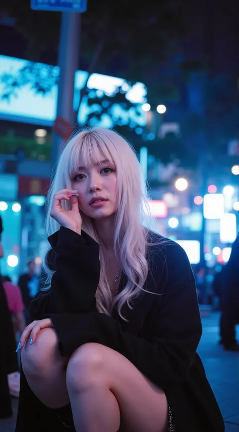 Masterpiece, high quality, high resolution, 8K, (solo:1.2), ((1girl)), Japanese woman, detailed face, detailed eyes, correct body structure, upper body, ((White hair:1.2)), very long hair, messy hair, slender body, seductive silhouette, luminous bones, dep...