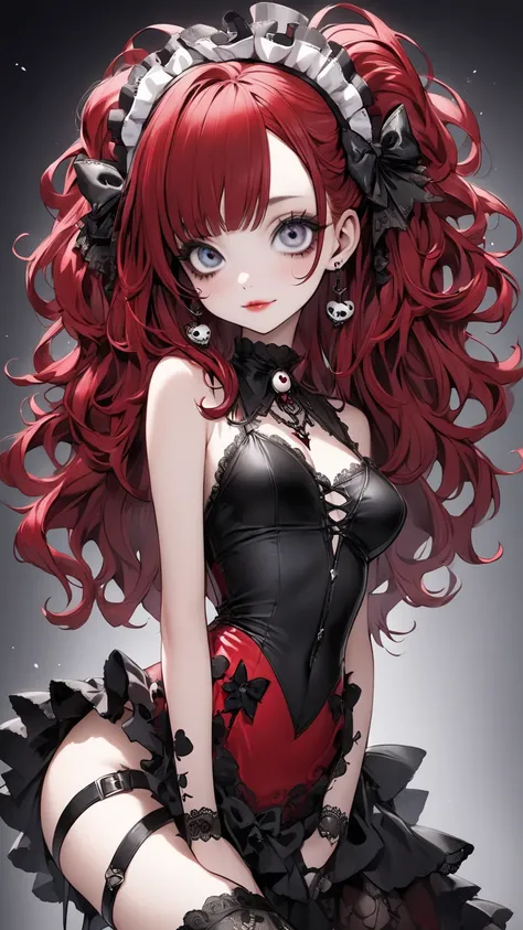  Tim Burton's Style、 sexy、 cute、 character design 、red、