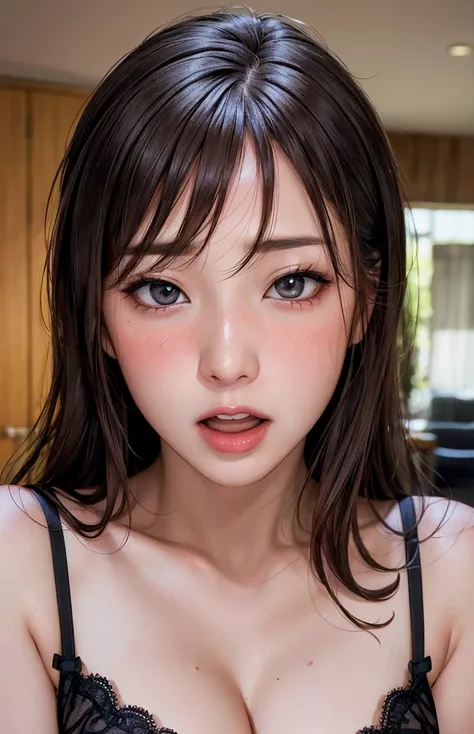  upper body、female student   ,black lace bra,black  lace panties、busty
((( Masterpiece))), ((  top quality)), (( 複雑な Details)), ((  super realistic realism )), ,  mature woman,   mature woman,   see through,    high definition  , illustration, 1人の mature w...