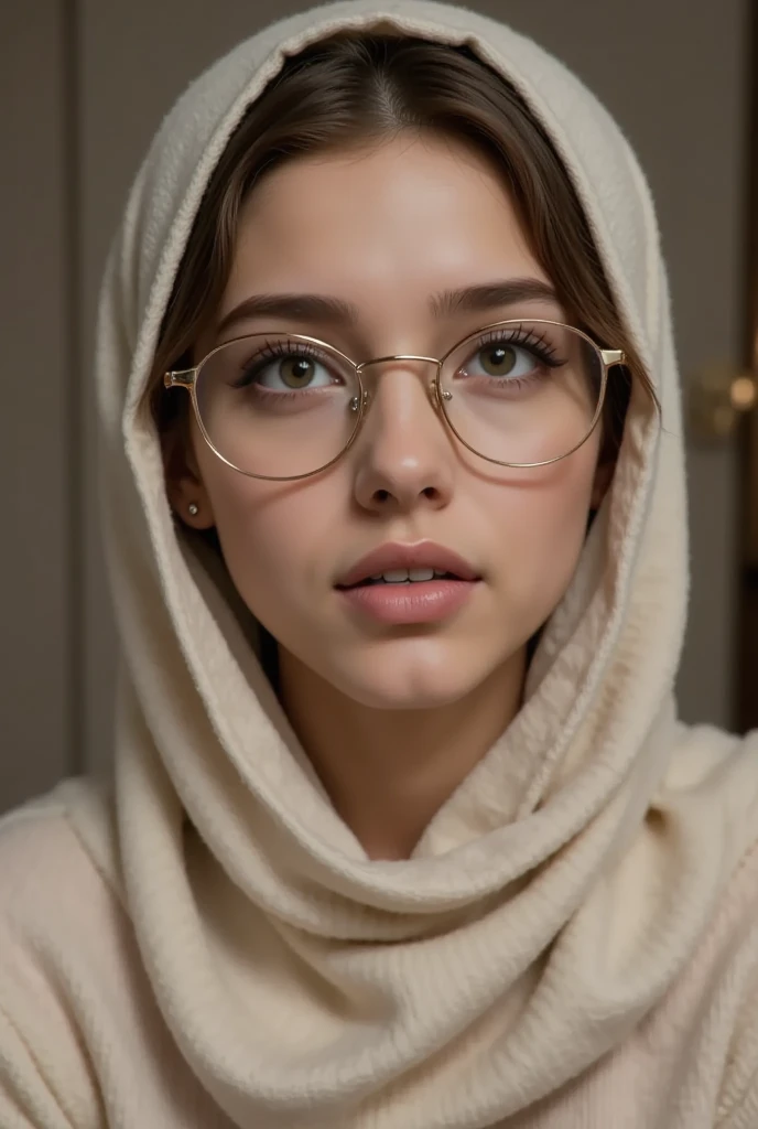 Beauty girl with spectacles with teeth braces with hijab