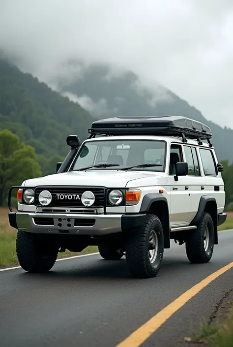  White color Landcruiser with black color roof