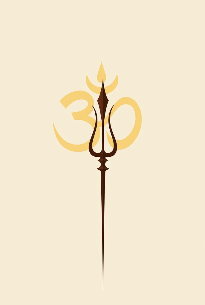 Plain Trishul 2d style drawing with clear ong background 