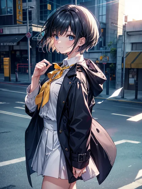 cinematic angle, solo focus,masterpiece, best quality, extremely detailed, absurdres,from above, very aesthetic,one cute girl has short hair, (wind), the background is park,walking,from side,pov,
, the girl wearing (school uniform,trench coat ),lens flare,...