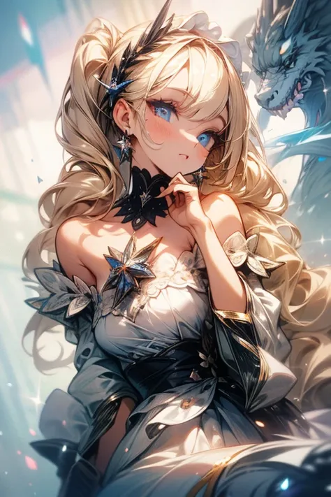   Masterpiece,   top quality,   high resolution, anatomically correct, SA1,   Off Shoulder Floral Dress, Sparkling Eyes,     false eyelashes    ,   platinum blonde twin tails,   cute atmosphere  , 