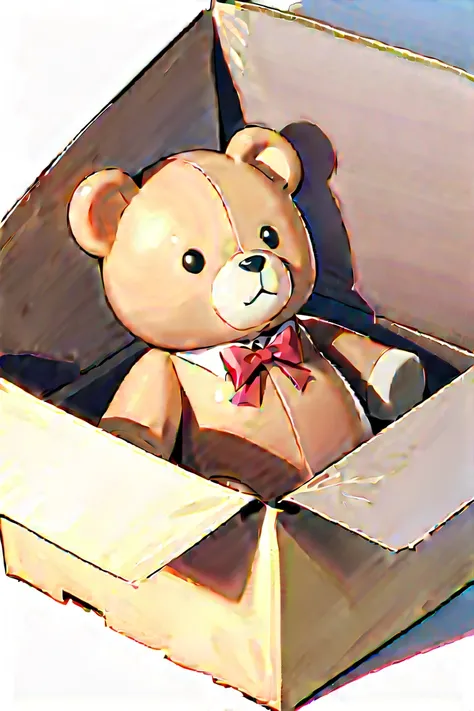 Teddy bear in cardboard