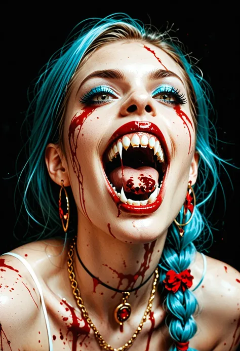 Vampiress, sharp bloody teeth
