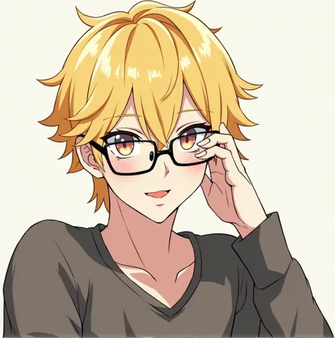 Male Anime Style with eye glasses Blonde Hair, 