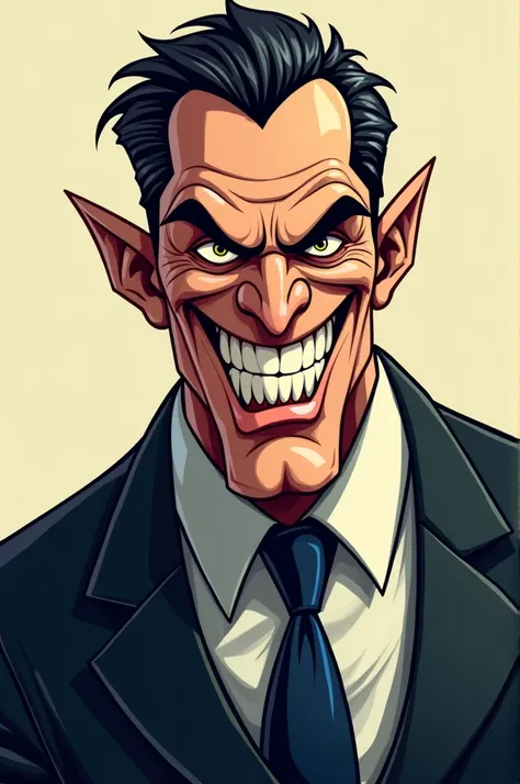 businessman with a face of evil,  cartoon