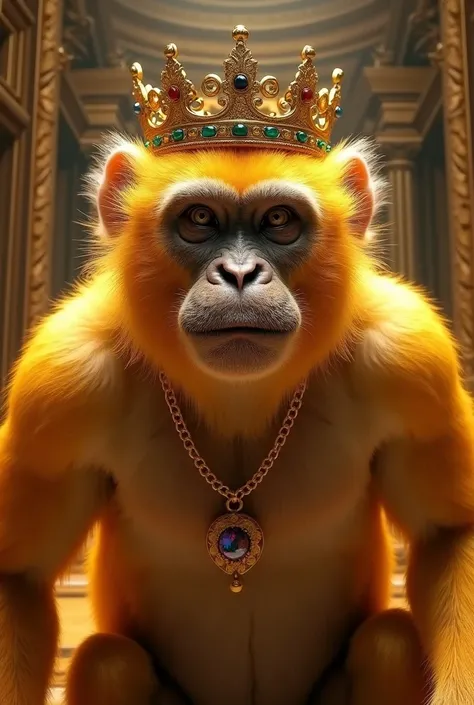 create a gold monkey with crown.