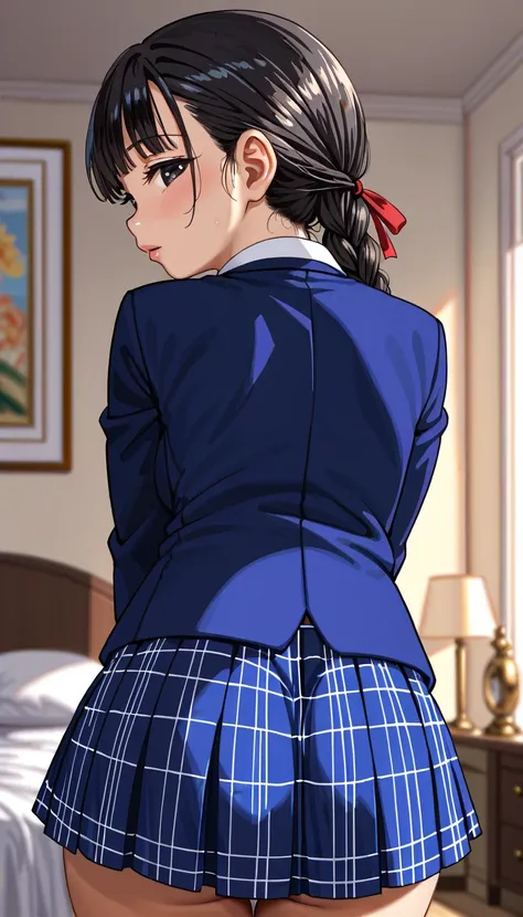 (((1girl:1.5))), Masterpiece, Best quality, amazing beauty, 4K, absurdres, finely detail, (super detailed eye), perfect anatomy, official art, cinematic lighting, BREAK, ((((Bright bedroom)))), ((Bright morning bedroom)), long braid 1, (black hair:1.5), ((...