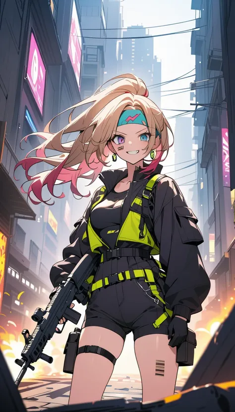 ( beautiful girl : 1.3), girls ,(protective clothing,headband, earrings,Assault rifle), blonde, black hair, Hair, Silver Hair, red hair ,Blue Hair,Green Hair,Pink hair,Purple Hair, ponytail, bob cut, twin tails, long hair, shorthair, bun hair, wave hair,サイ...