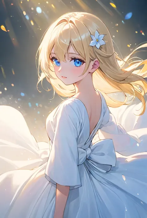 Blond, blue-eyed girl wearing a white gown、Toriyama Meifeng