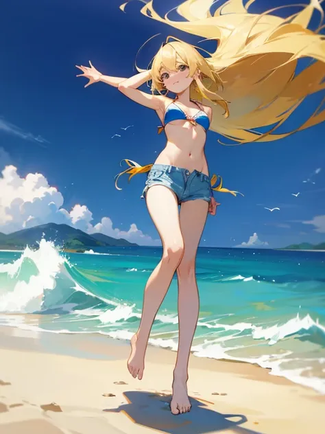  bikini、 shorts that stand on only your feet、 long blonde、