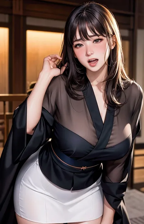 (((cowboy shot)))、woman 、Black kimono、busty、 ahegao, full-face blush, rape face,embarrassed:1.4,
((( Masterpiece))), ((  top quality)), (( 複雑な Details)), ((  super realistic realism )), , 成熟したwoman,  成熟したwoman,   see through,    high definition  , illustra...