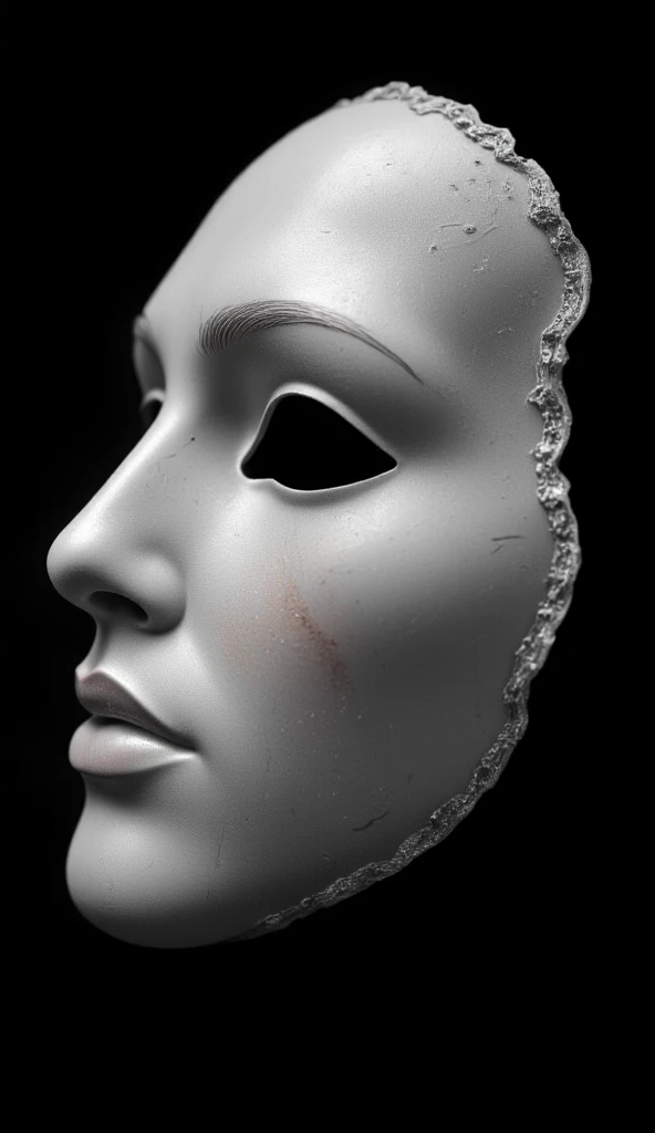 (best quality, 128k,highres,masterpiece:1.2),ultra-detailed,(realistic,photorealistic,photo-realistic:1.37), ((masterpiece)) ((photography)) ((Highest quality)) Close-up of the iconic Phantom of the Opera mask, only the right half visible, crafted with smo...