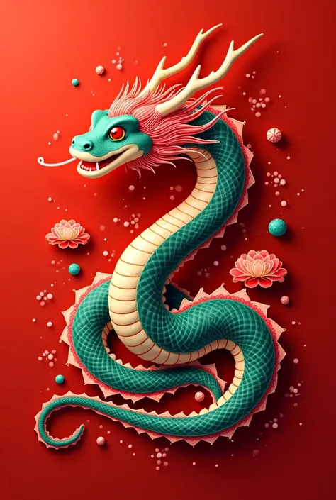 Good evening! Pls create 12 Chinese zodiac but the snake is the main, pls make the snake more outstanding, body of the snake surrounding with ruby, sapphire, jade and peal.  The rest of 11 zodiac smaller than the snake.  Simple CNY background. Thanks