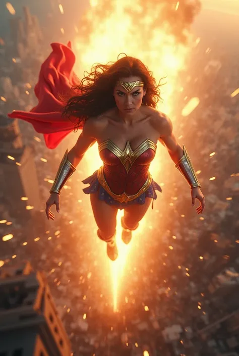 Wonder Woman falling from space as a meteor going to Ukraine where she was found in Donestk 