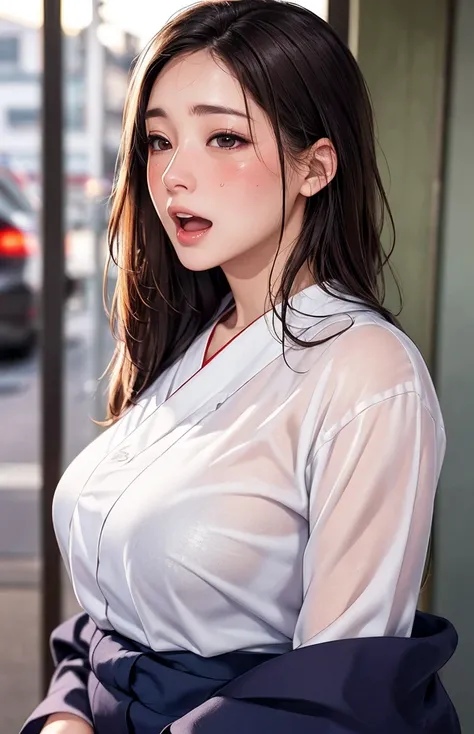 full body、female student   ,Red yukata、busty、 ahegao, full-face blush, rape face,embarrassed:1.4, cowboy shot、
((( Masterpiece))), ((  top quality)), (( 複雑な Details)), ((  super realistic realism )), ,  mature woman,   mature woman,   see through,    high ...