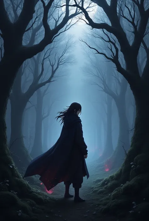 Itachi in the forest im dark fantasy 