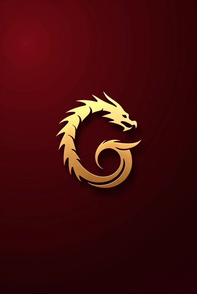 Create a minimalist gold and burgundy logo with the letter G and a dragon