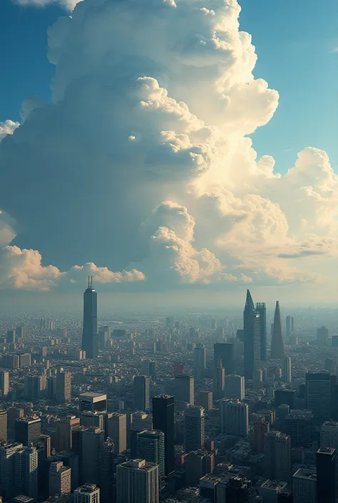 Tokyo cityscape、Vision、Cumulonimbus clouds in the sky、 daytime