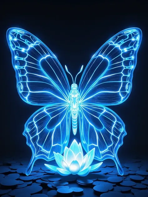 high resolution, Ultra Detailed, (1 blue butterfly:1.6), (lotus), Dynamic light wavesBREAKSunlight, reverberation, Experimental photography, Surreal contrasts, Eye-Catching Visuals, Artistic abstraction, Breaking the art of cutting, Layered Outlines, compl...