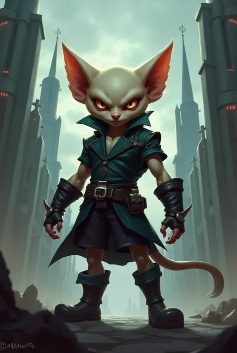 In league of legends art, slim yordl, bald, mag from noxus