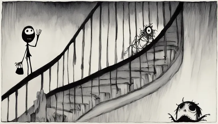     Tim Burton's Style、Go up the stairs、Strange person