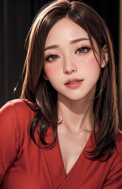 full body、female student   ,Red yukata、busty、 ahegao, full-face blush, rape face,embarrassed:1.4, cowboy shot、
((( Masterpiece))), ((  top quality)), (( 複雑な Details)), ((  super realistic realism )), ,  mature woman,   mature woman,   see through,    high ...