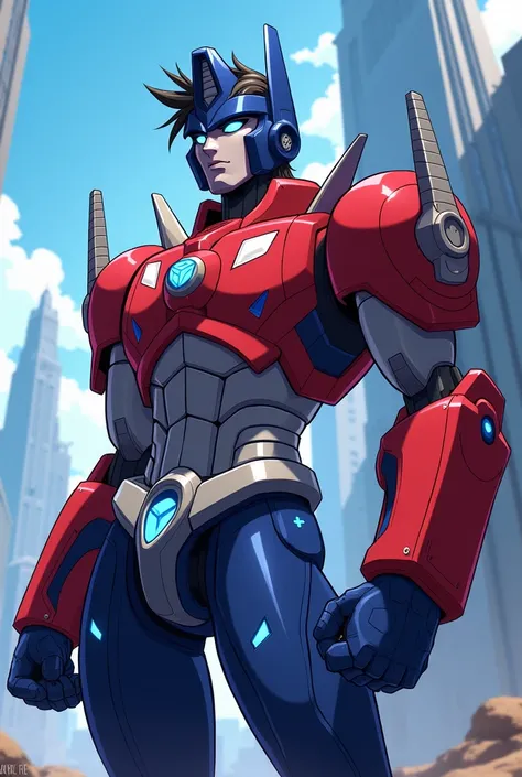 Optimus prime human form in anime style