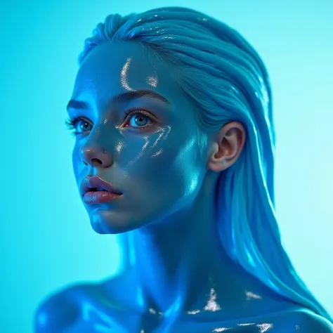 O prompt gerado pelo assistente de prompt Stable Diffusion:
"Girl made of slime, blue slime, reflective surface,  best quality,  ultra-detailed, realistic, Portraits, vivid colors,   Studio lighting "