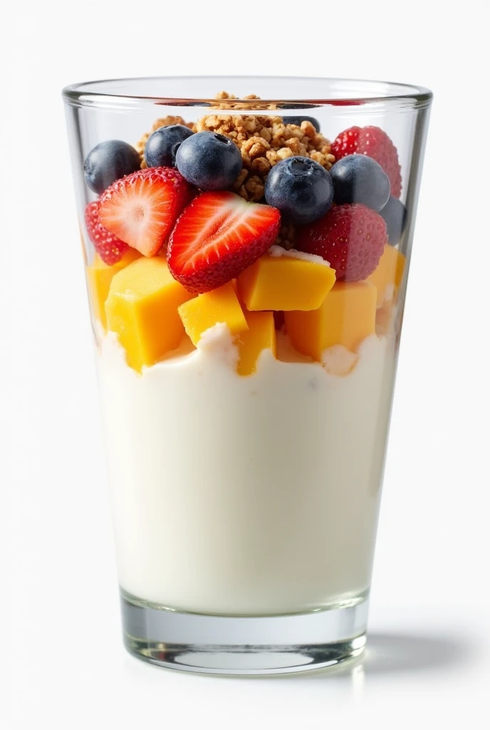 Imagine a tall, clear glass container, maybe with a slightly flared top. The glass should be thick and sturdy, and the container should be clear enough to showcase the beautiful layers inside.
Layers: Visualize a creamy, white layer of natural yogurt at th...