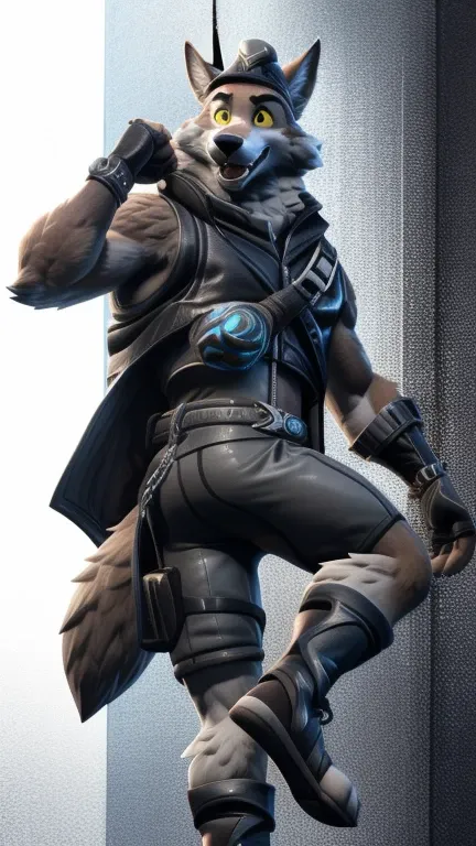 wendell, yellow sclera, tail, wolf tail,(pose:1.3), (posing:1.3), (soft shading), 4k, hi res, five fingers, detailed hands, ((detailed face, (detailed eyes:1.3), detailed)), (full body), fortnite, fortnite style, by zackarry911, by zaush, (by personalami:0...