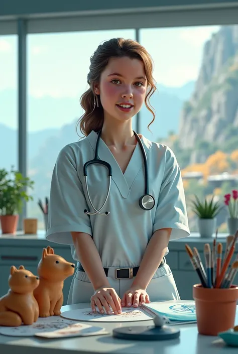 She in the future as an artist and veterinarian 